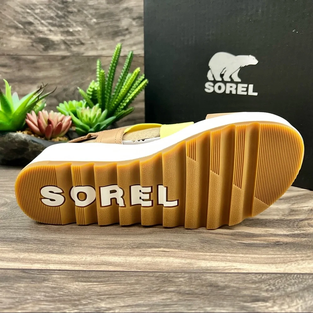 NIB Sorel Cameron Flatform Slingback Wedge Sandal Honest Beige - Picture 9 of 13